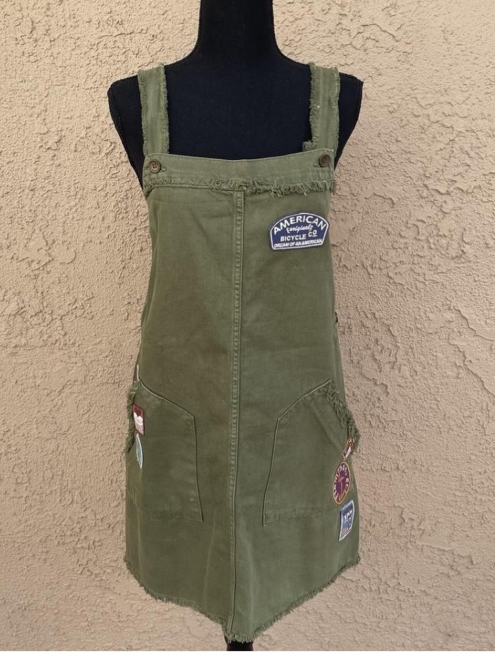 Zara Olive Green Women's Overalls with Patches